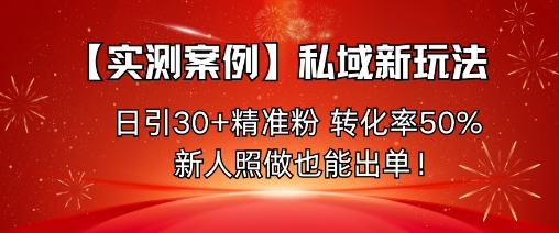 【实测案例】私域新玩法,日引30+精准粉,转化率50%,新人照做也能出单!-生财