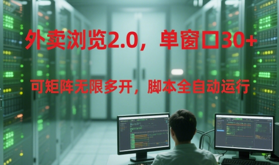 外卖浏览2.0,单窗口30+可矩阵无限多开,脚本全自动运行【揭秘】-生财