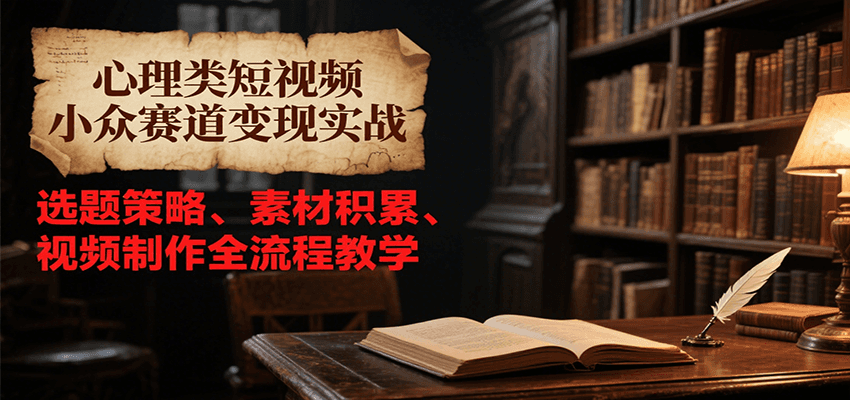 心理类短视频小众赛道变现实战，选题策略、素材积累、视频制作全流程教学-生财
