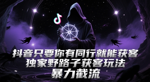 抖音只要你有同行就能获客,独家野路子获客玩法,暴力截流【揭秘】-生财