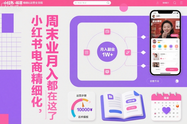 小红书电商精细化运营全流程,周末副业月入1W+,全套方法都在这了-生财