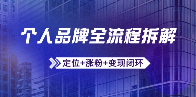 个人品牌全流程拆解:定位+涨粉+变现闭环,微信生态运营与资源整合-生财