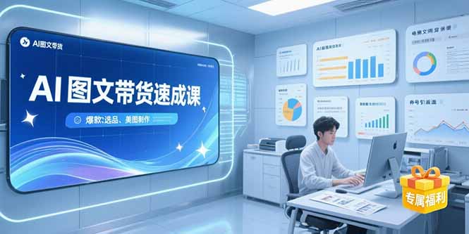 AI图文带货速成课，养号引流秘籍，爆款选品策略，美图制作全流程-生财