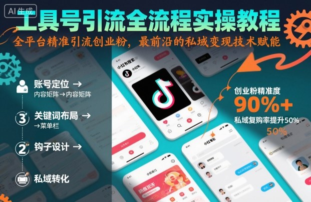 工具号引流全流程保姆级实操教程，全平台精准引流创业粉，最前沿的私域变现技术赋能-生财