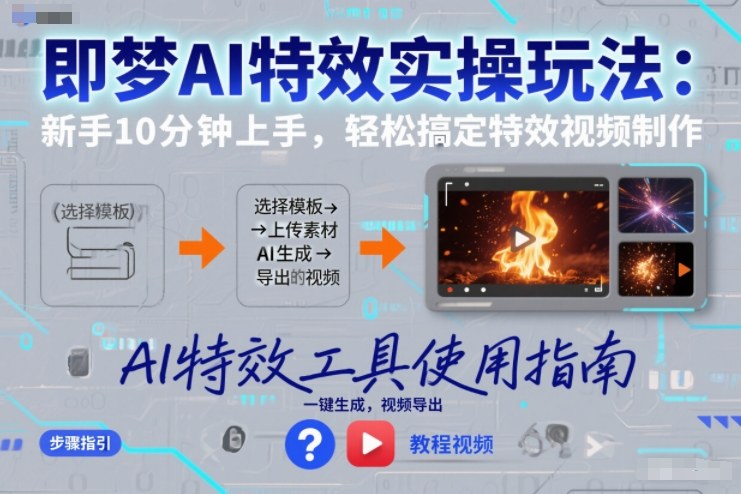 即梦AI特效实操玩法：新手10分钟上手，轻松搞定特效视频制作-生财