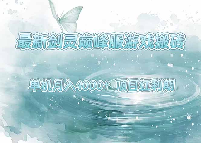 最新剑灵巅峰服游戏搬砖，项目红利期，单机稳定4000+操作简单好上手-生财
