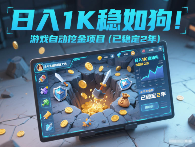 日入1K稳如狗！游戏自动挖金项目(已稳定2年)，永不失业的副业之选【揭秘】-生财