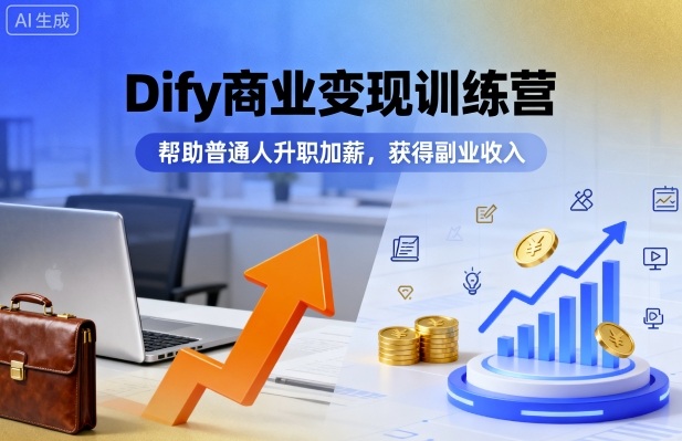Dify商业变现训练营，帮助普通人升职加薪，获得副业收入-生财