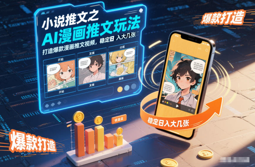小说推文之AI漫画推文玩法，打造爆款漫画推文视频，稳定日入大几张-生财