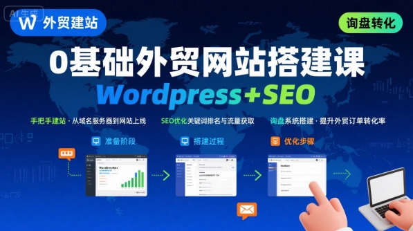 Wordpress外贸建站+SEO优化课程,手把手教你从0到1搭建可获得询盘的外贸网站-生财