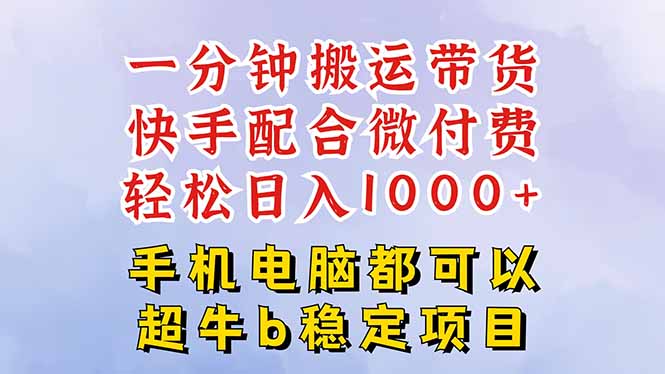快手黑科技一分钟搬运带货,一刀不剪过原创,微付费投流玩法,轻松日入...-生财
