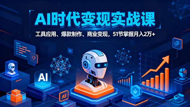 AI时代全场景实战课,工具应用、爆款制作、商业变现,51节掌握月入2万+-生财