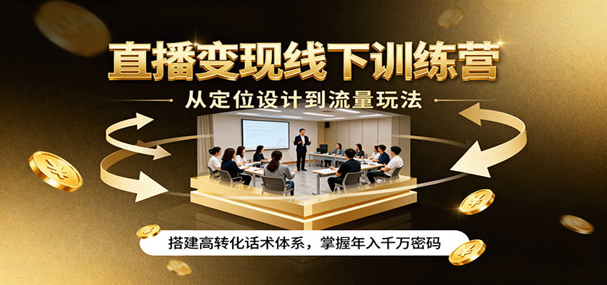 直播变现线下训练营,从定位设计到流量玩法,搭建高转化话术体系,掌握年入千万密码-生财