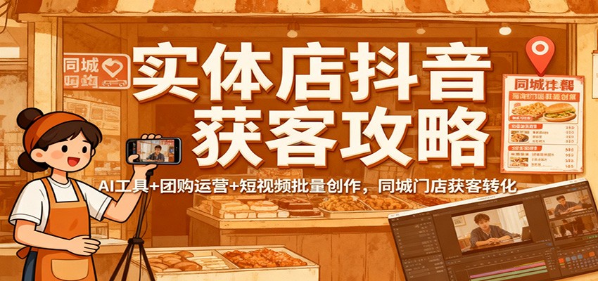 实体店抖音获客攻略：AI工具+团购运营+短视频批量创作，同城门店获客转化-生财