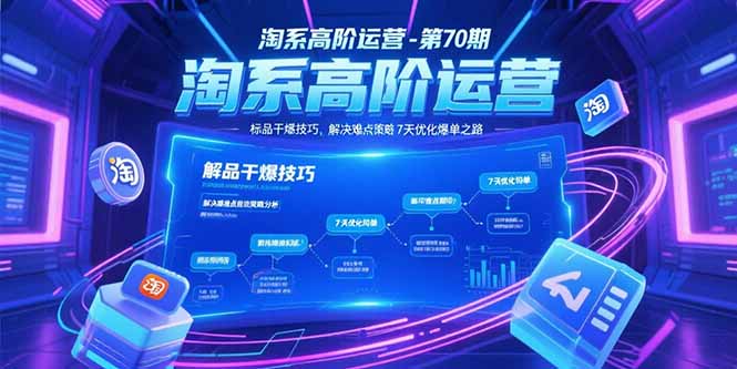 淘系高阶运营-第70期，标品干爆技巧，解决难点策略，大佬操盘方法-生财