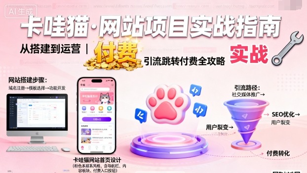 卡哇猫·网站项目,网站搭建与运营以及引流跳转付费-生财