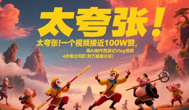 太夸张！一个视频接近100W赞，用AI制作西游记Vlog视频，全流程拆解来了(附万能提示词)-生财
