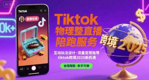 Tiktok物理整蛊直播陪跑服务-tiktok跨境2025-生财
