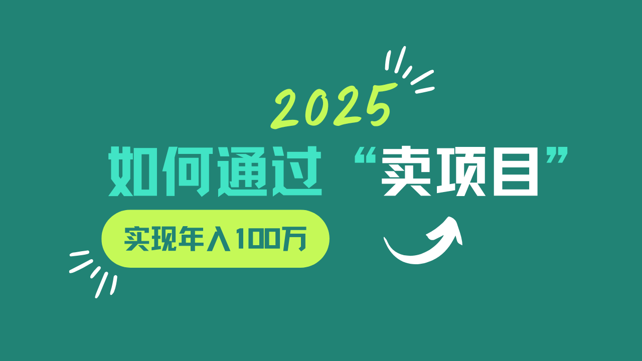 2025年如何通过“卖项目”实现年入100w-生财