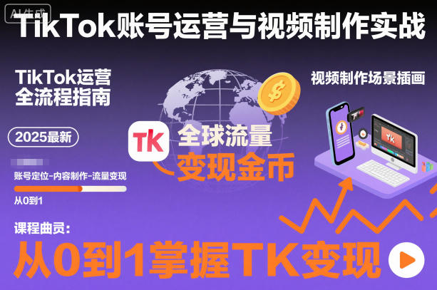 2025最新TikTok账号运营与视频制作实战全流程，从0到1掌握TK变现(含11月最新TK搬运技术)-生财