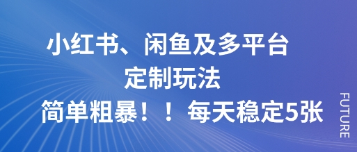 小红书、闲鱼及多平台定制玩法简单粗暴!每天稳定5张-生财