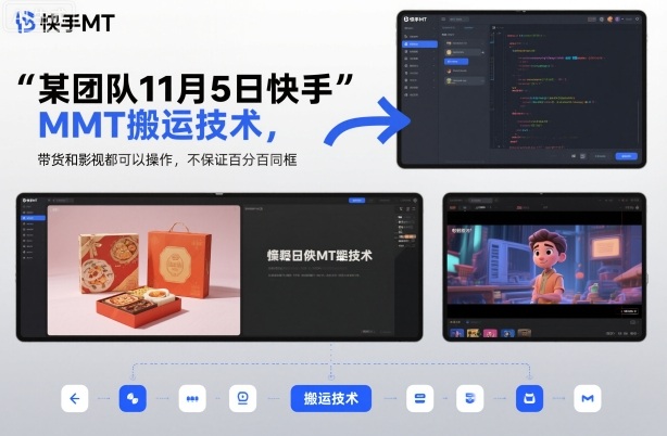 某团队11月5日快手MT搬运技术，带货和影视都可以操作，不保证百分百同框，自测-生财