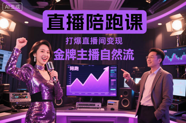 直播陪跑课,金牌主播自然流打爆直播间,复制高变现玩法-生财