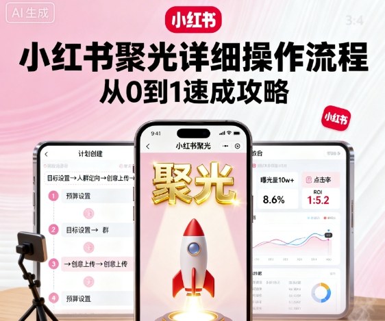 小红书聚光详细操作流程,小红书聚光从0到1速成攻略-生财