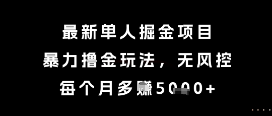 最新单人掘金项目,暴力撸金玩法,无风控,每个月多挣5k+【揭秘】-生财