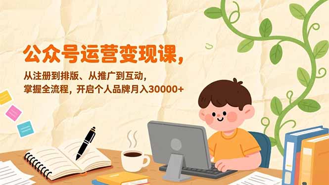 公众号运营变现课,从注册到排版、从推广到互动,掌握全流程,开启个人品牌月入30000+-生财