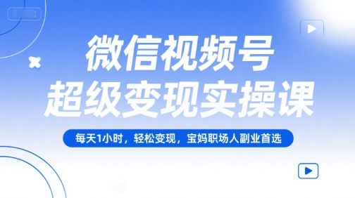 微信视频号超级变现实操课,每天1小时,轻松变现,宝妈职场人副业首选-生财