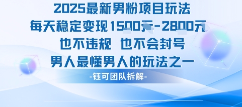 2025最新男粉项目玩法每天变现1k+也不违规也不会封号男人最懂男人的玩法-生财