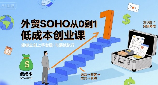 外贸SOHO从0到1低成本创业课，能够立刻上手实操与落地执行-生财
