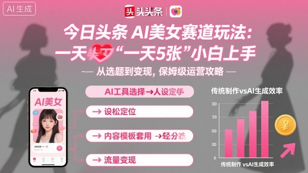 今日头条AI美女赛道玩法，一天轻松5张，小白轻松上手-生财