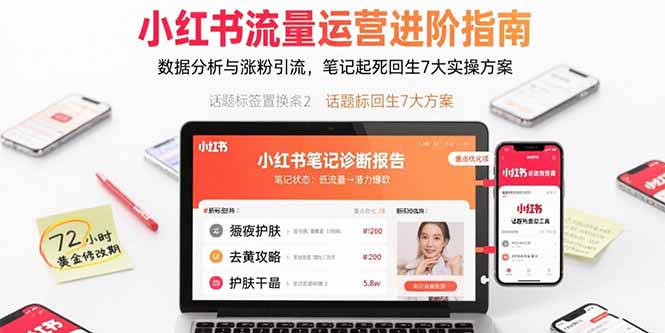 小红书流量运营进阶指南，数据分析与涨粉引流，笔记起死回生7大实操方案-生财