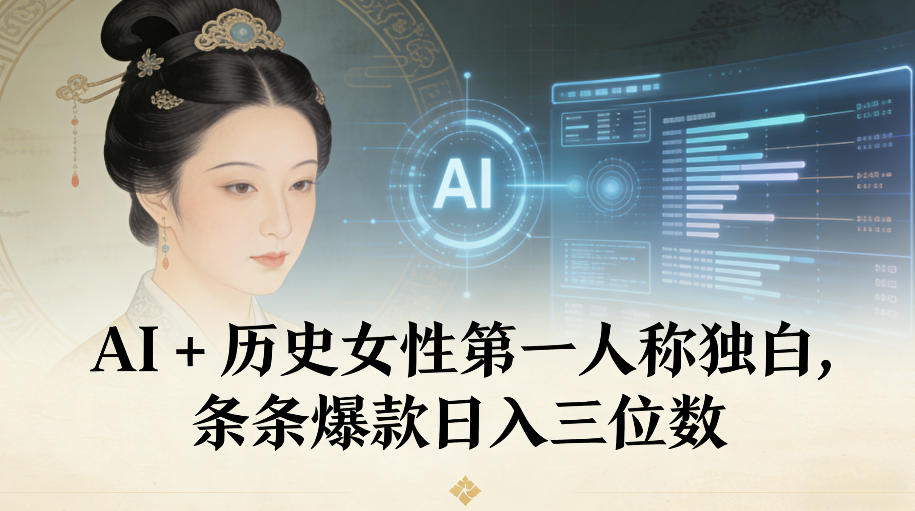 AI+历史女性第一人称独白，条条爆款日入三位数-生财