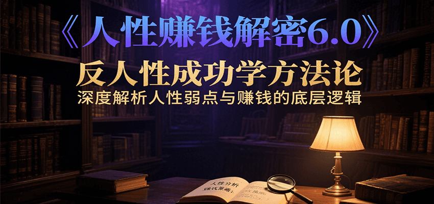 人性赚钱解密6.0，反人性成功学方法论，深度解析人性弱点与赚钱的底层逻辑-生财