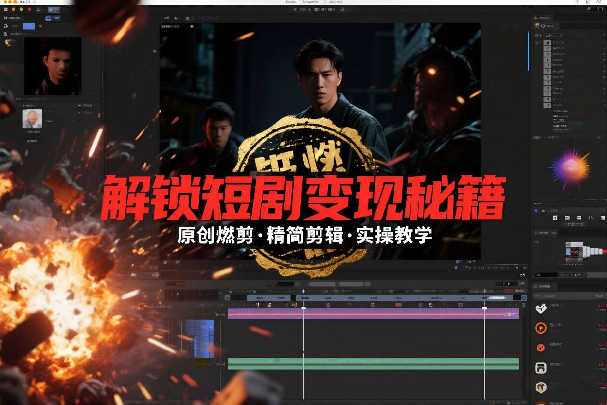 短剧拉新之原创燃剪精简剪辑实操课,解锁短剧变现秘籍-生财