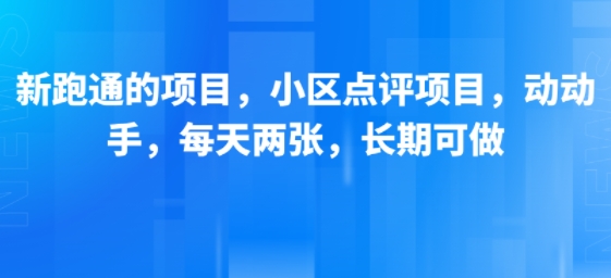 新跑通的项目,小区点评项目,动动手,每天两张,长期可做-生财