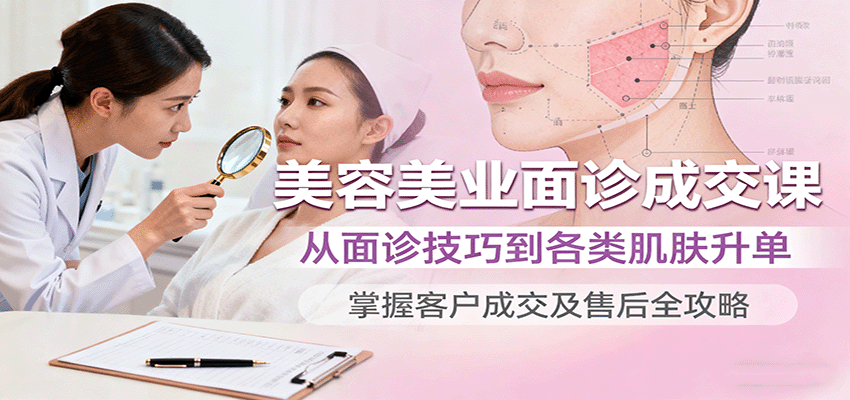 美容美业面诊成交课，从面诊技巧到各类肌肤升单，掌握客户成交及售后全攻略-生财
