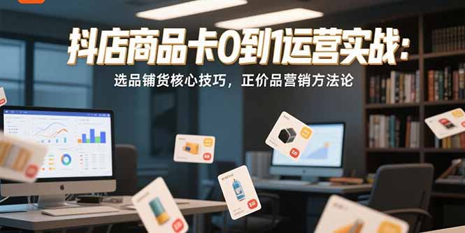 抖店商品卡0到1运营实战:选品铺货核心技巧,正价品营销方法论-生财