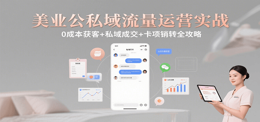 美业公私域流量运营实战：0成本获客+私域成交+卡项销转全攻略-生财