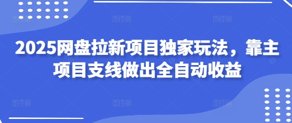 2025网盘拉新项目独家玩法,靠主项目支线做出全自动收益-生财