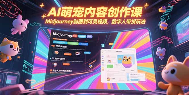 AI萌宠内容创作课，Midjourney制图到可灵视频，数字人带货玩法-生财