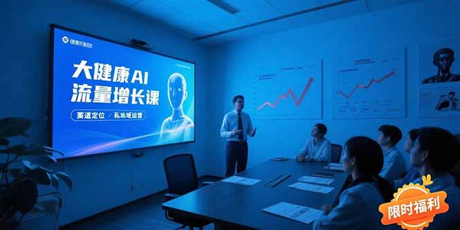 大健康AI流量增长课8.0，赛道定位方法论，AI数字人内容生产，私域转化运营-生财
