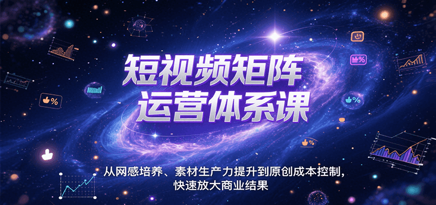 短视频矩阵运营体系课,从网感培养、素材生产力提升到原创成本控制,快速放大商业结果-生财