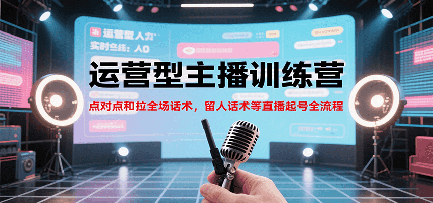 运营型主播训练营,点对点和拉全场话术,留人话术等直播起号全流程(更新8月)-生财