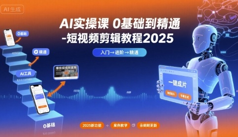 AI实操课0基础到精通-短视频剪辑教程2025-生财