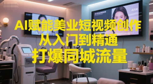 AI赋能美业短视频创作，从入门到精通，打爆同城流量，超级AI工具短视频实操落地-生财