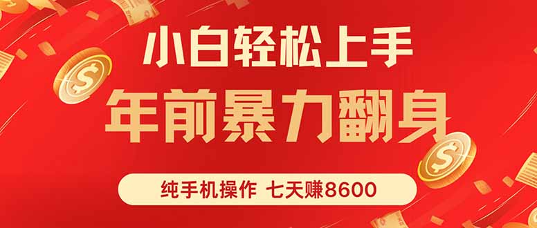 七天狂赚8600,小白纯手机操作,日入1000+-生财